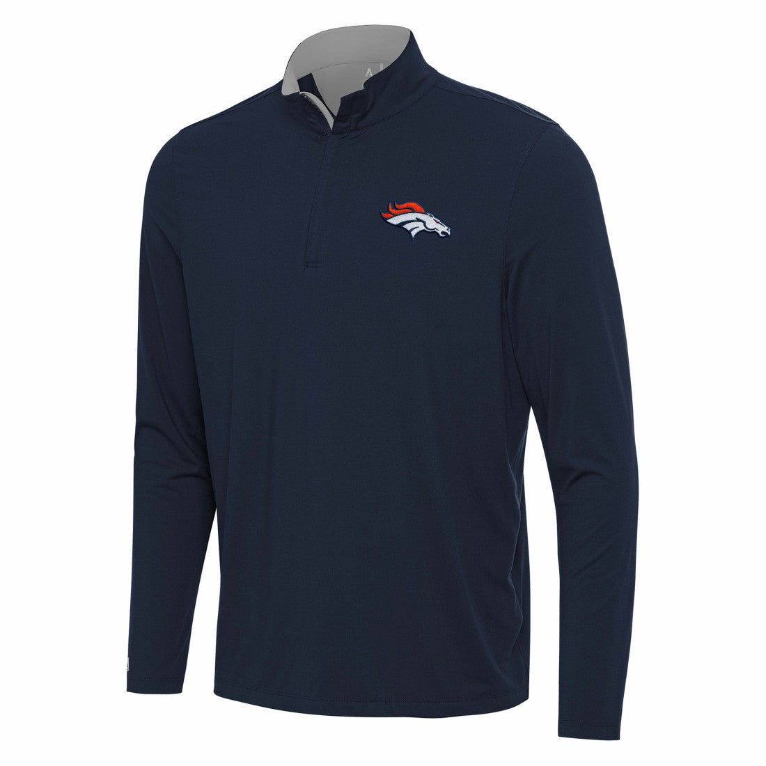 Denver Broncos Antigua Content Quarter-Zip Pullover Top - Navy/Gray - NFL