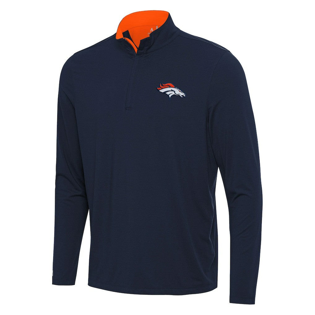 Denver Broncos Antigua Content Quarter-Zip Pullover Top - Navy/Orange - NFL
