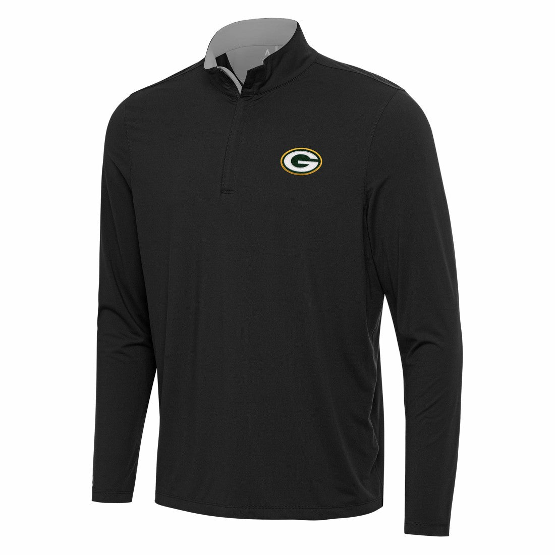 Green Bay Packers Antigua Content Quarter-Zip Pullover Top - Black/Gray - NFL