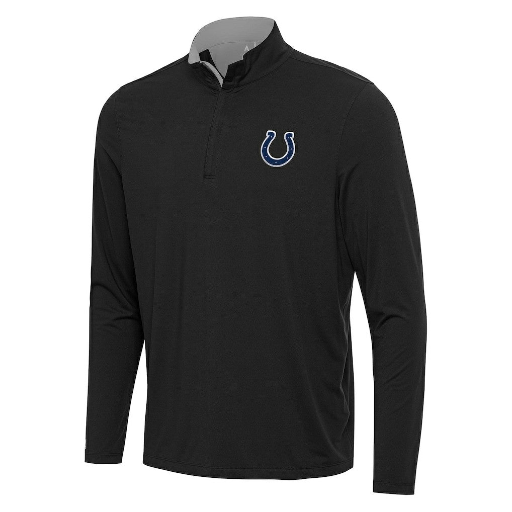 Indianapolis Colts Antigua Content Quarter-Zip Pullover Top - Black/Gray - NFL
