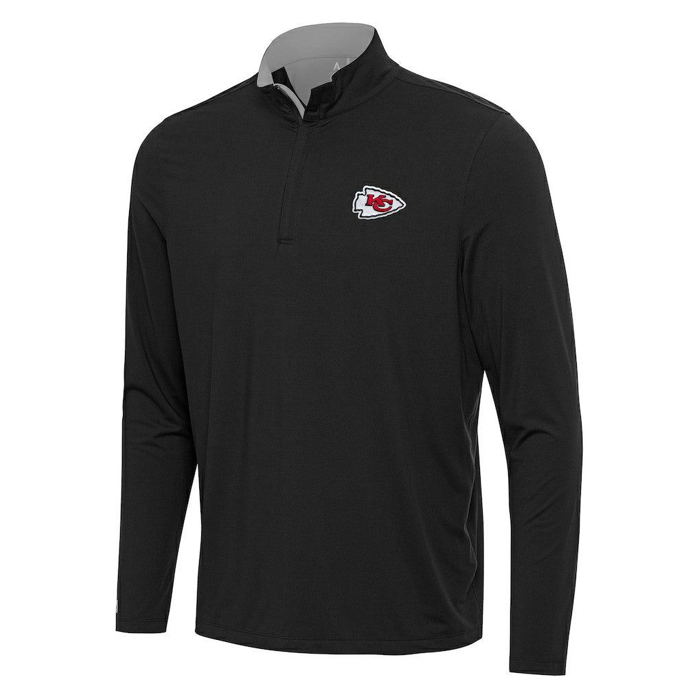 Kansas City Chiefs Antigua Content Quarter-Zip Pullover Top - Black/Gray - NFL