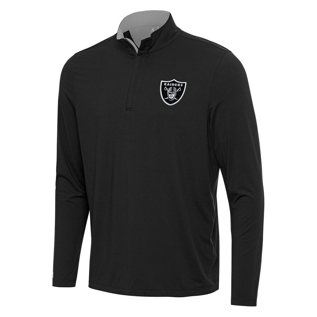 Las Vegas Raiders Antigua Content Quarter-Zip Pullover Top - Black/Gray - NFL