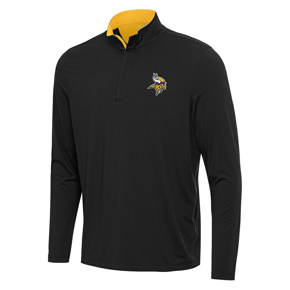 Minnesota Vikings Antigua Content Quarter-Zip Pullover Top - Black/Gold - NFL