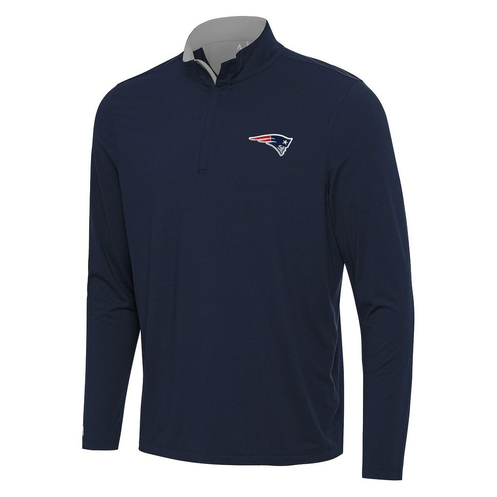 New England Patriots Antigua Content Quarter-Zip Pullover Top - Navy/Gray - NFL