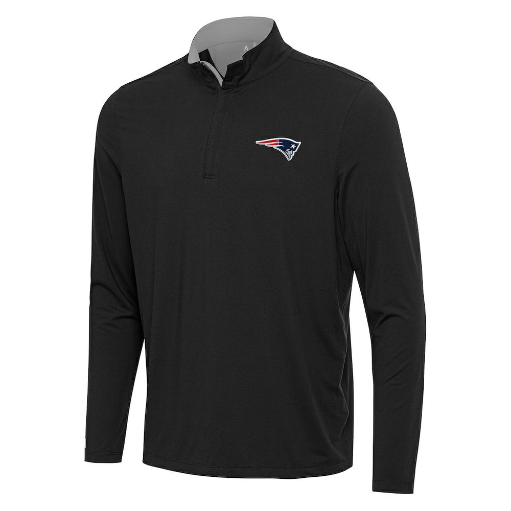 New England Patriots Antigua Content Quarter-Zip Pullover Top - Black/Gray - NFL