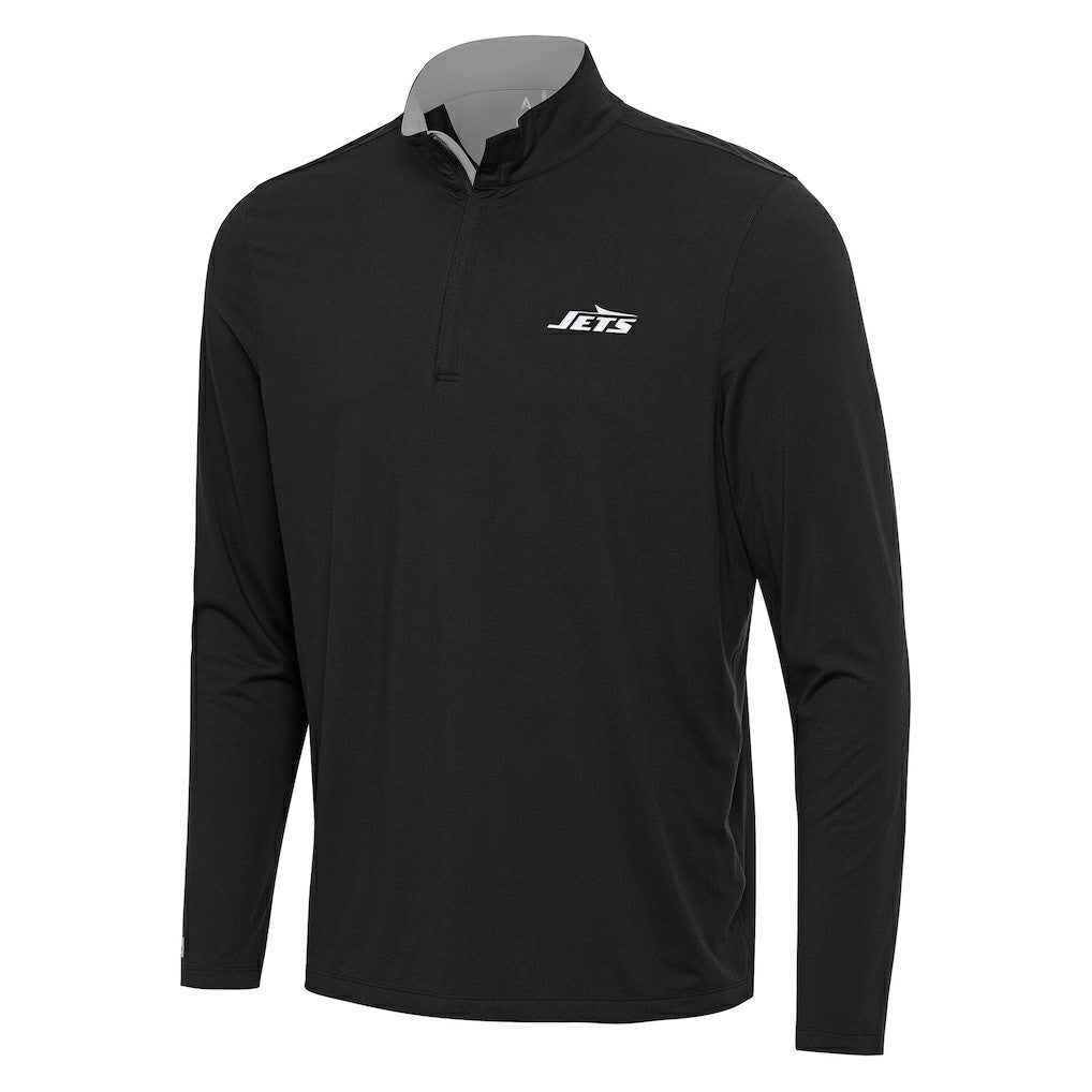 New York Jets Antigua Content Quarter-Zip Pullover Top - Black/Gray - NFL