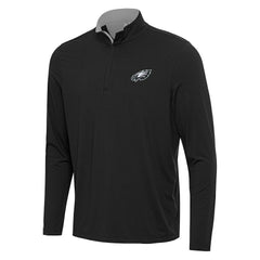 Philadelphia Eagles Antigua Content Quarter-Zip Pullover Top - Black/Gray - NFL