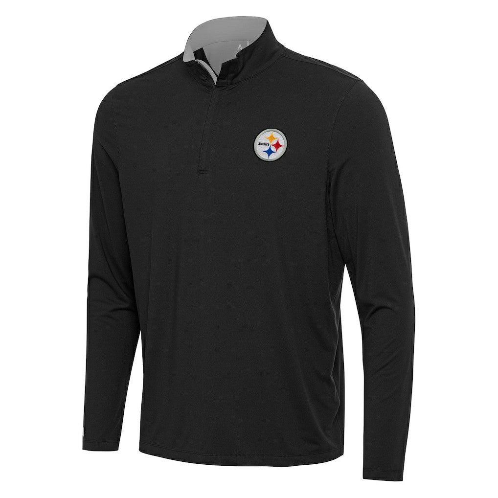 Pittsburgh Steelers Antigua Content Quarter-Zip Pullover Top - Black/Gray - NFL