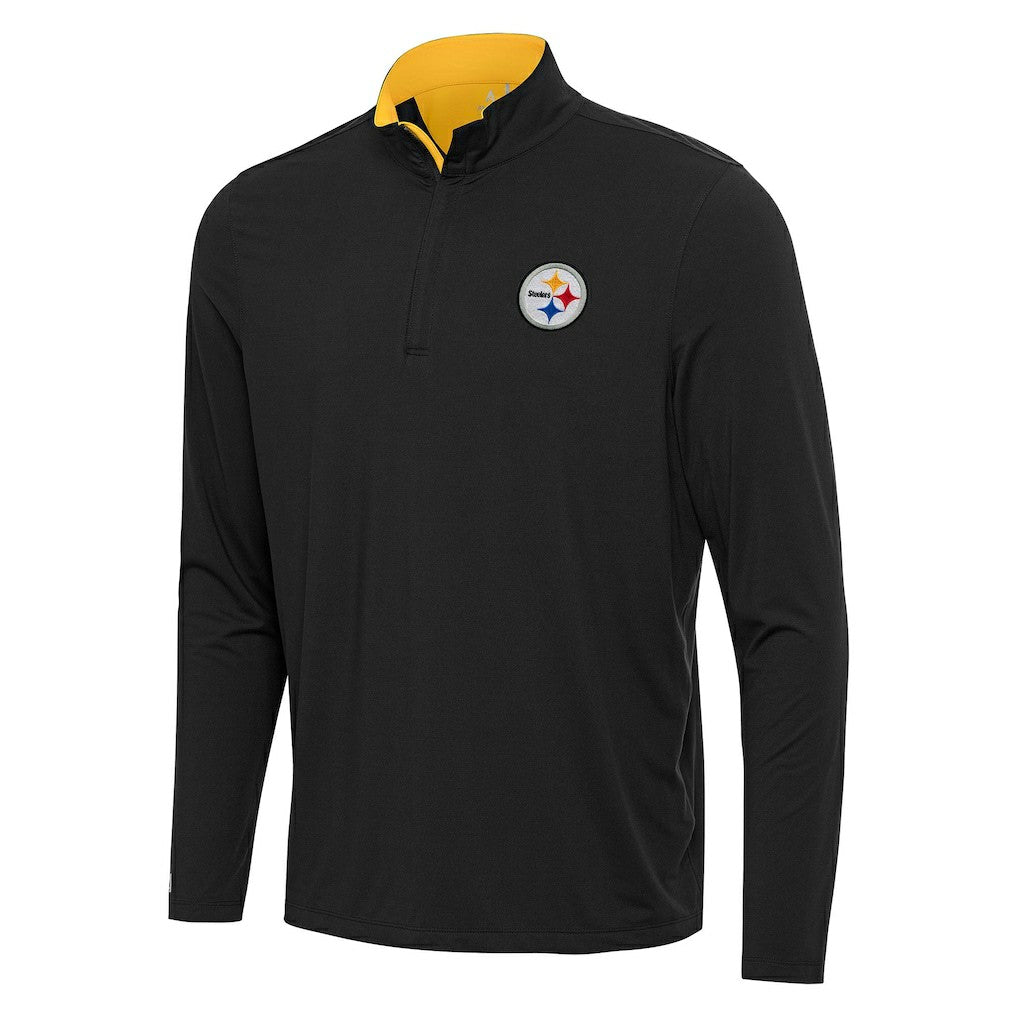 Pittsburgh Steelers Antigua Content Quarter-Zip Pullover Top - Black/Gold - NFL