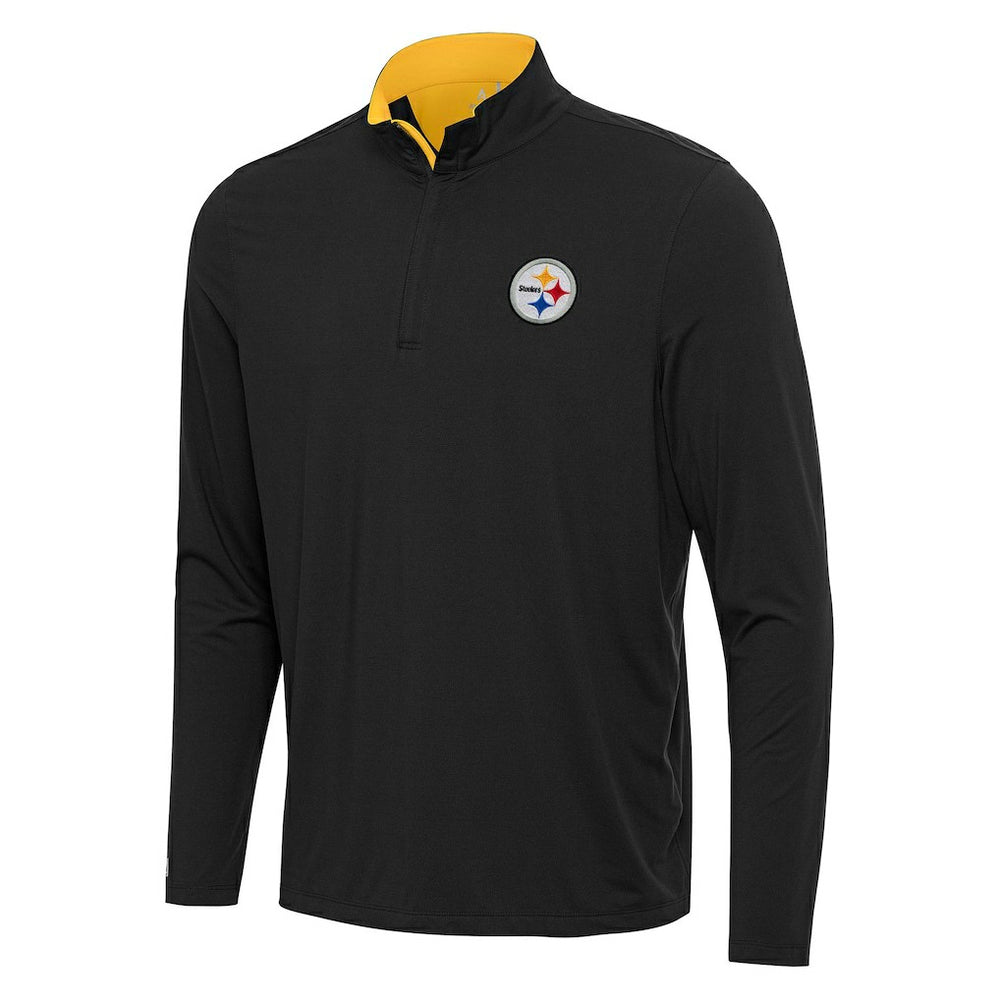 Pittsburgh Steelers Antigua Content Quarter-Zip Pullover Top - Black/Gold - NFL