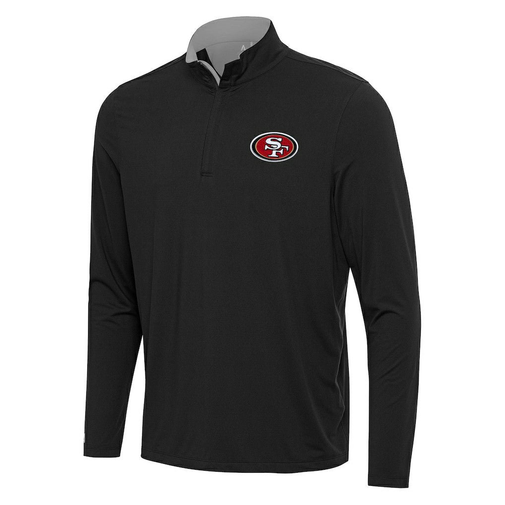 San Francisco 49ers Antigua Content Quarter-Zip Pullover Top - Black/Gray - NFL