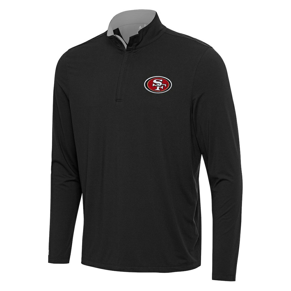 San Francisco 49ers Antigua Content Quarter-Zip Pullover Top - Black/Gray - NFL