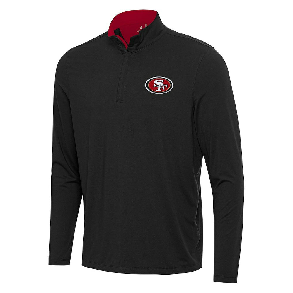 San Francisco 49ers Antigua Content Quarter-Zip Pullover Top - Black/Scarlet - NFL