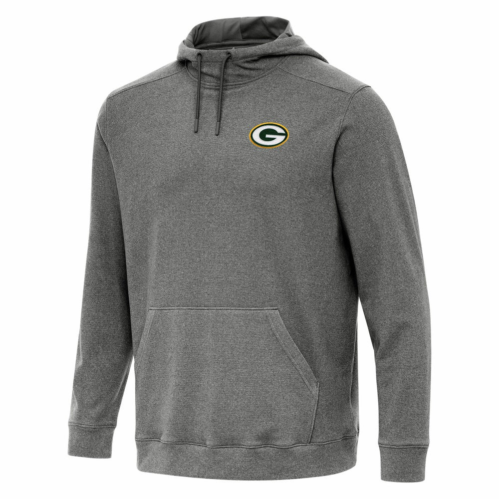 Green Bay Packers Antigua Cloud Pullover Hoodie - Heather Black - NFL