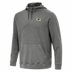 Green Bay Packers Antigua Cloud Pullover Hoodie - Heather Black - NFL