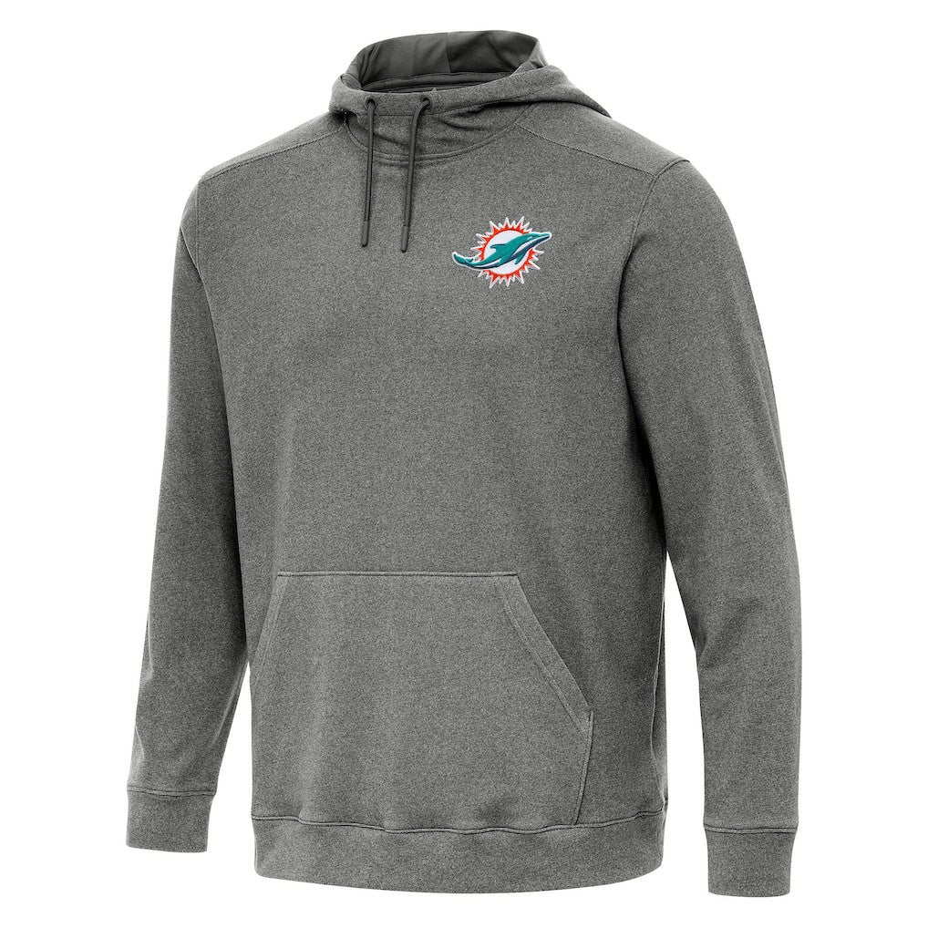 Miami Dolphins Antigua Cloud Pullover Hoodie - Heather Black - NFL