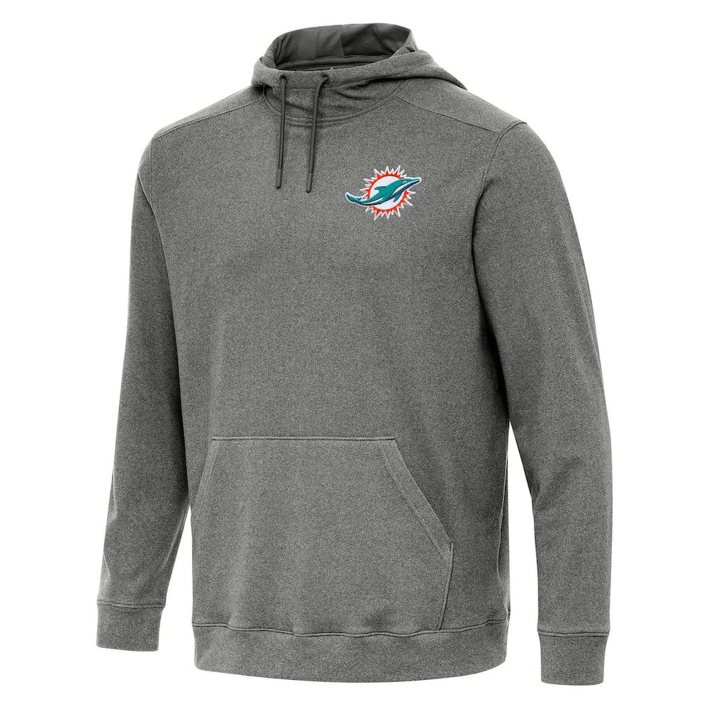 Miami Dolphins Antigua Cloud Pullover Hoodie - Heather Black - NFL