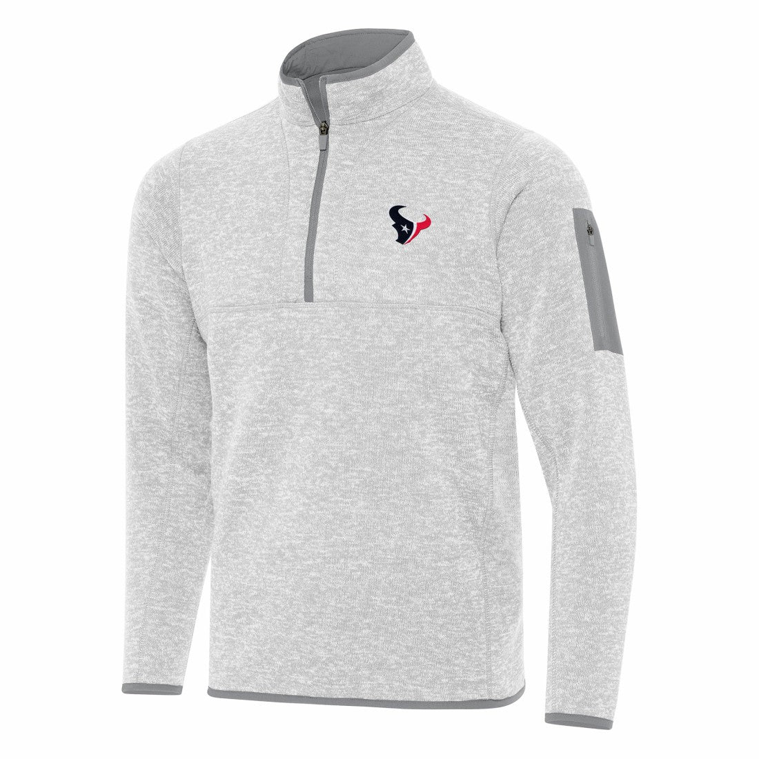 Houston Texans Antigua Fortune Quarter-Zip Pullover Jacket - Heather Gray - NFL