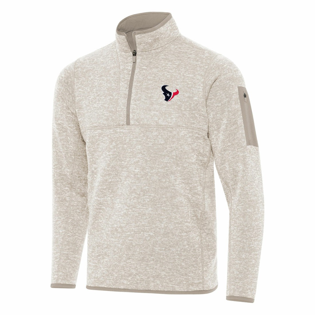Houston Texans Antigua Fortune Quarter-Zip Pullover Jacket - Oatmeal - NFL