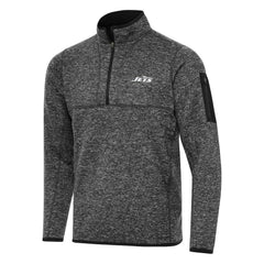New York Jets Antigua Fortune Quarter-Zip Pullover Jacket - Heather Black - NFL