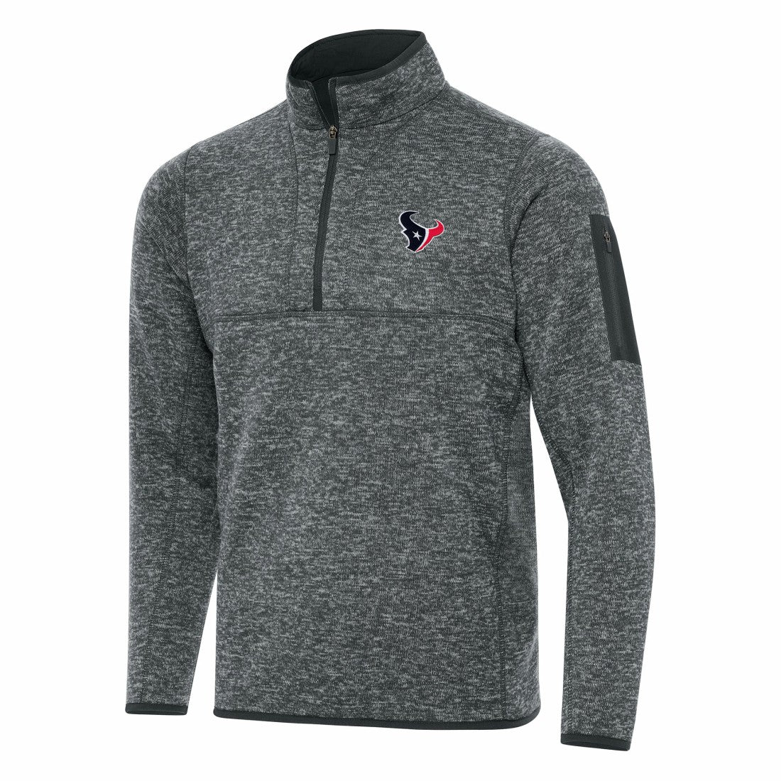 Houston Texans Antigua Fortune Quarter-Zip Pullover Jacket - Heather Charcoal - NFL