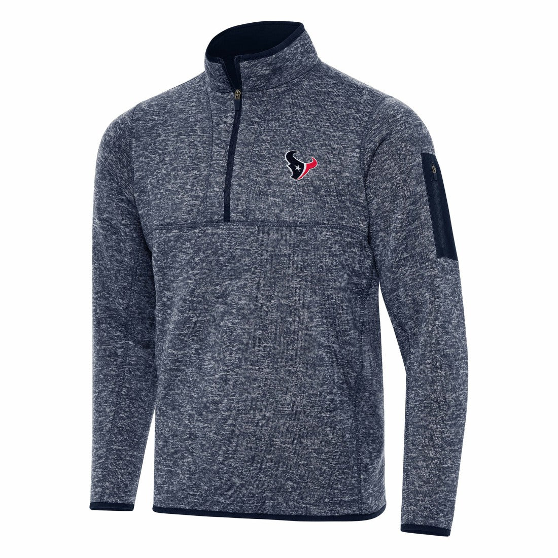 Houston Texans Antigua Fortune Quarter-Zip Pullover Jacket - Heather Navy - NFL