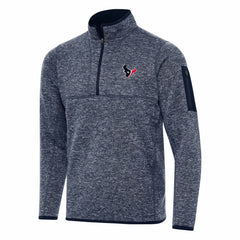 Houston Texans Antigua Fortune Quarter-Zip Pullover Jacket - Heather Navy - NFL