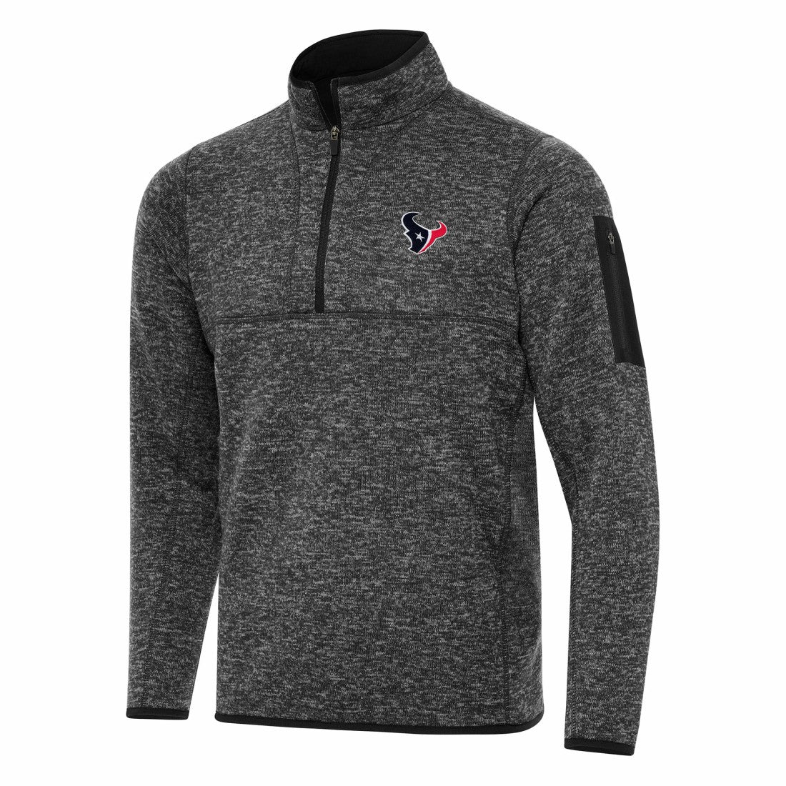 Houston Texans Antigua Fortune Quarter-Zip Pullover Jacket - Heather Black - NFL