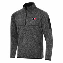 Houston Texans Antigua Fortune Quarter-Zip Pullover Jacket - Heather Black - NFL