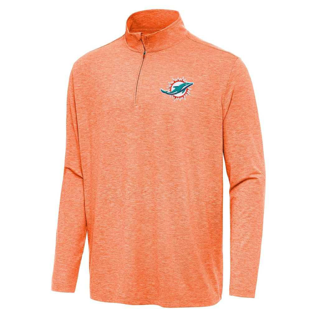 Miami Dolphins Antigua Hunk Quarter-Zip Jacket - Heather Orange - NFL