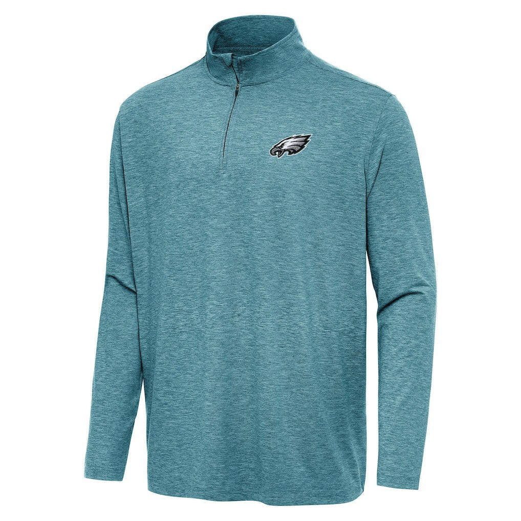 Philadelphia Eagles Antigua Hunk Quarter-Zip Jacket - Heather Midnight Green - NFL