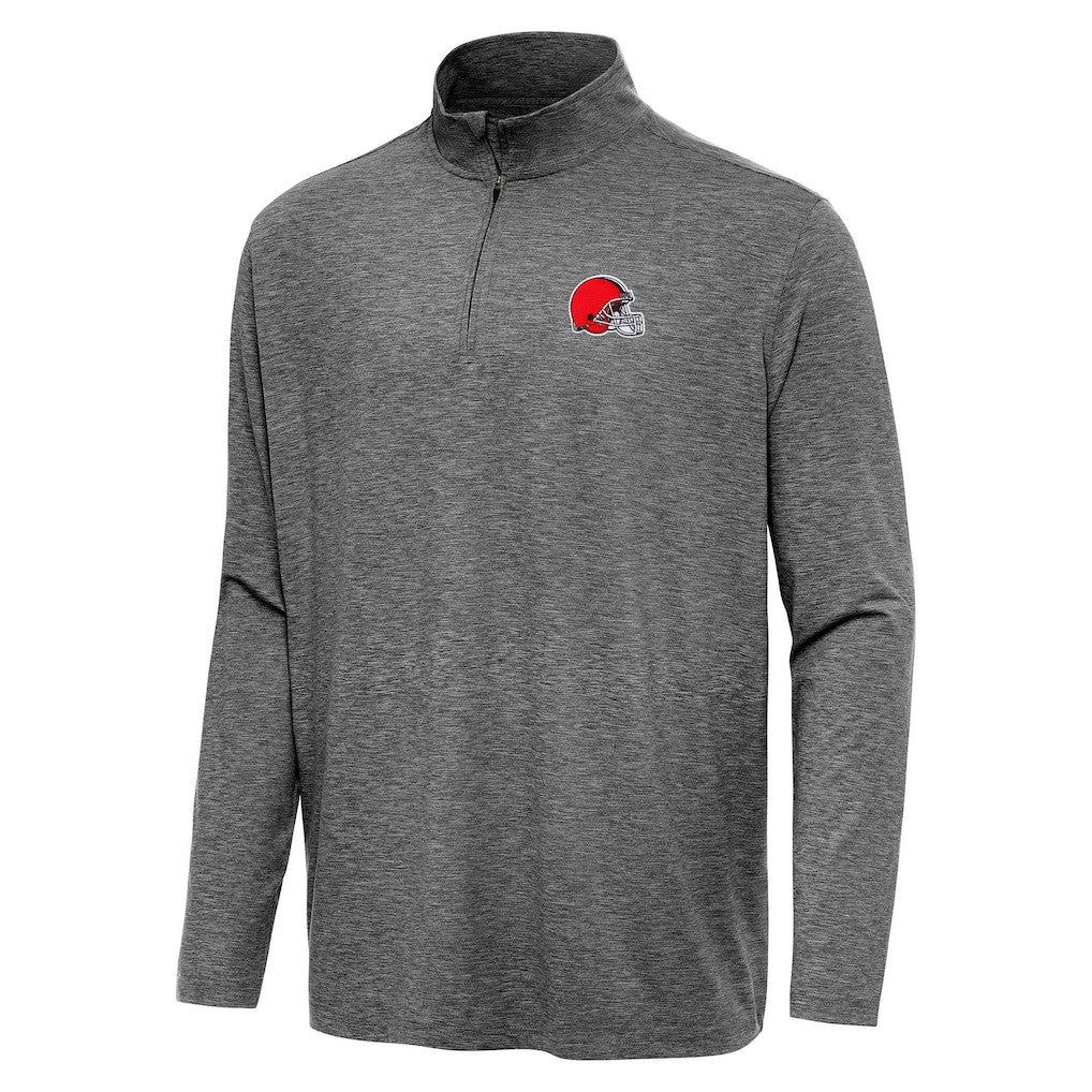 Cleveland Browns Antigua Hunk Quarter-Zip Jacket - Heather Black - NFL