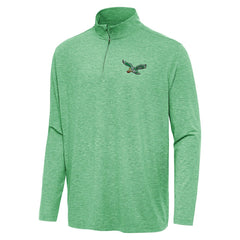 Philadelphia Eagles Antigua Hunk Quarter-Zip Jacket - Heather Kelly Green - NFL