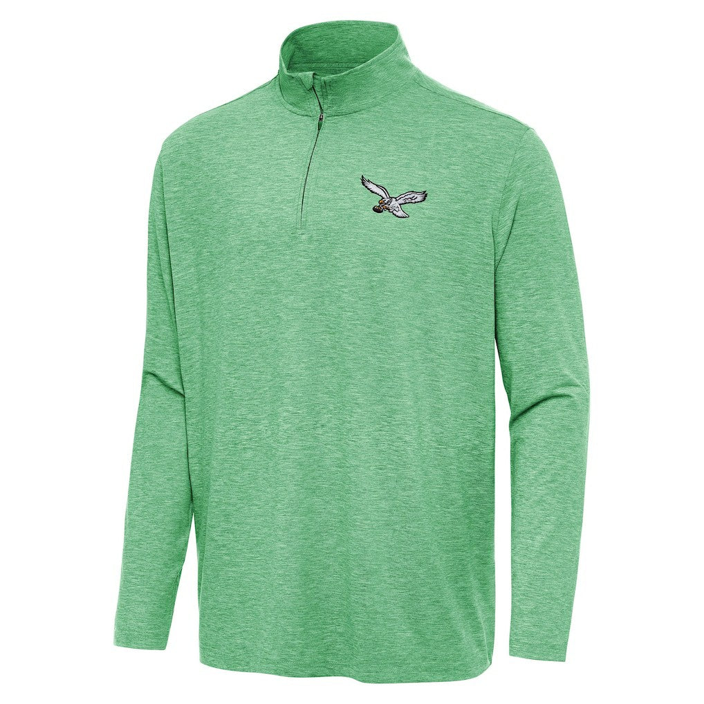Philadelphia Eagles Antigua Hunk Quarter-Zip Jacket - Heather Kelly Green - NFL