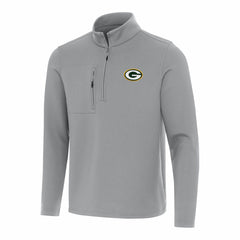 Green Bay Packers Antigua Insider Quarter-Zip Pullover Top - Gray - NFL