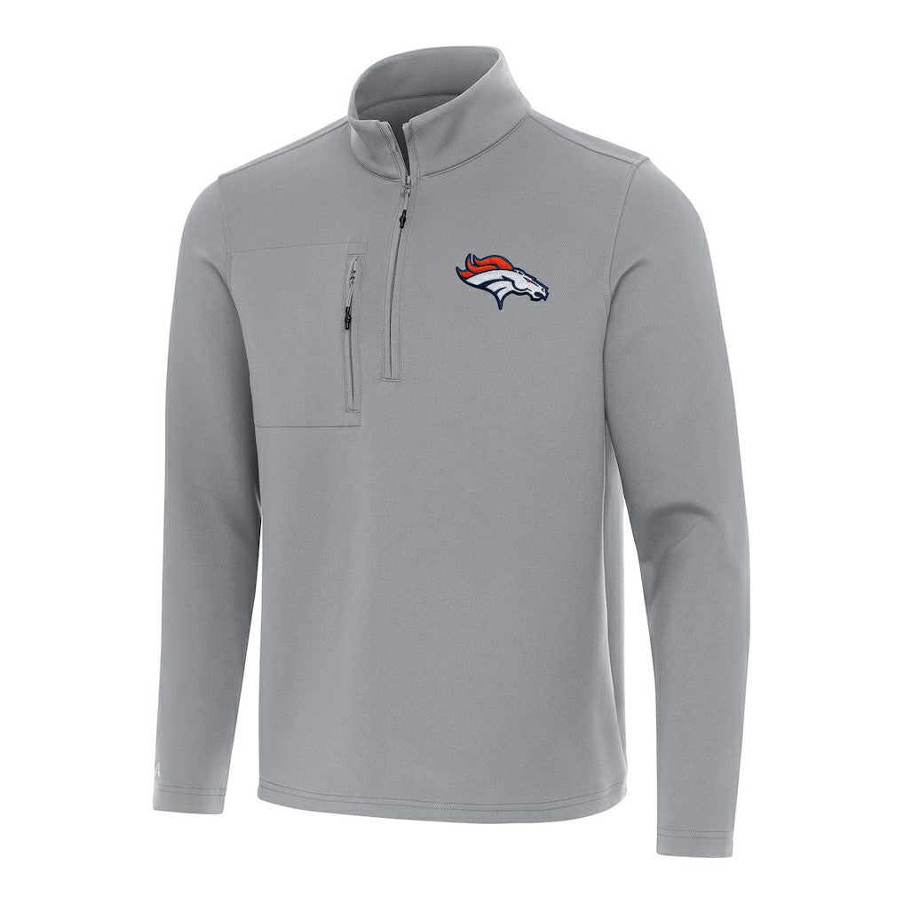 Denver Broncos Antigua Insider Quarter-Zip Pullover Top - Gray - NFL