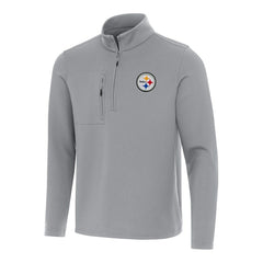 Pittsburgh Steelers Antigua Insider Quarter-Zip Pullover Top - Gray - NFL