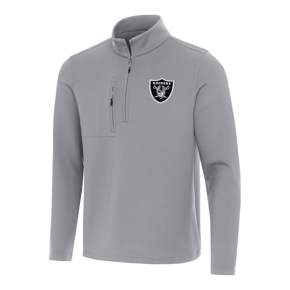 Las Vegas Raiders Antigua Insider Quarter-Zip Pullover Top - Gray - NFL