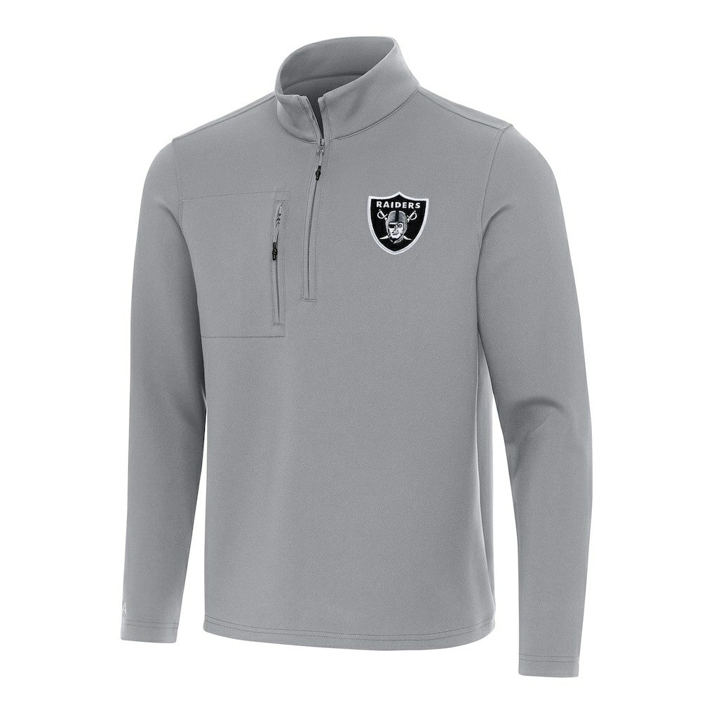 Las Vegas Raiders Antigua Insider Quarter-Zip Pullover Top - Gray - NFL