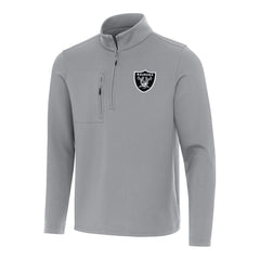 Las Vegas Raiders Antigua Insider Quarter-Zip Pullover Top - Gray - NFL