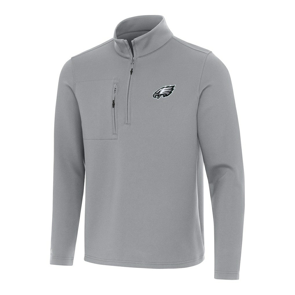 Philadelphia Eagles Antigua Insider Quarter-Zip Pullover Top - Gray - NFL