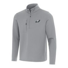 Philadelphia Eagles Antigua Insider Quarter-Zip Pullover Top - Gray - NFL