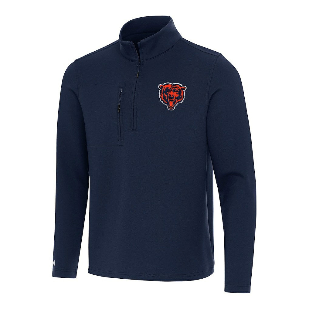 Chicago Bears Antigua Bear Logo Insider Quarter-Zip Pullover Top - Navy - NFL