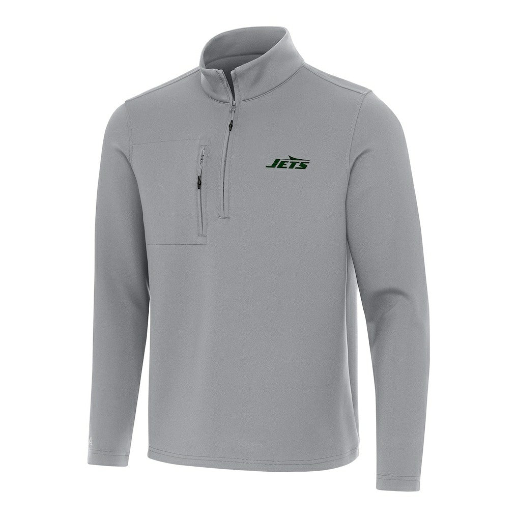 New York Jets Antigua Insider Quarter-Zip Pullover Top - Gray - NFL