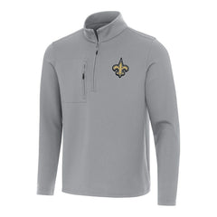 New Orleans Saints Antigua Insider Quarter-Zip Pullover Top - Gray - NFL