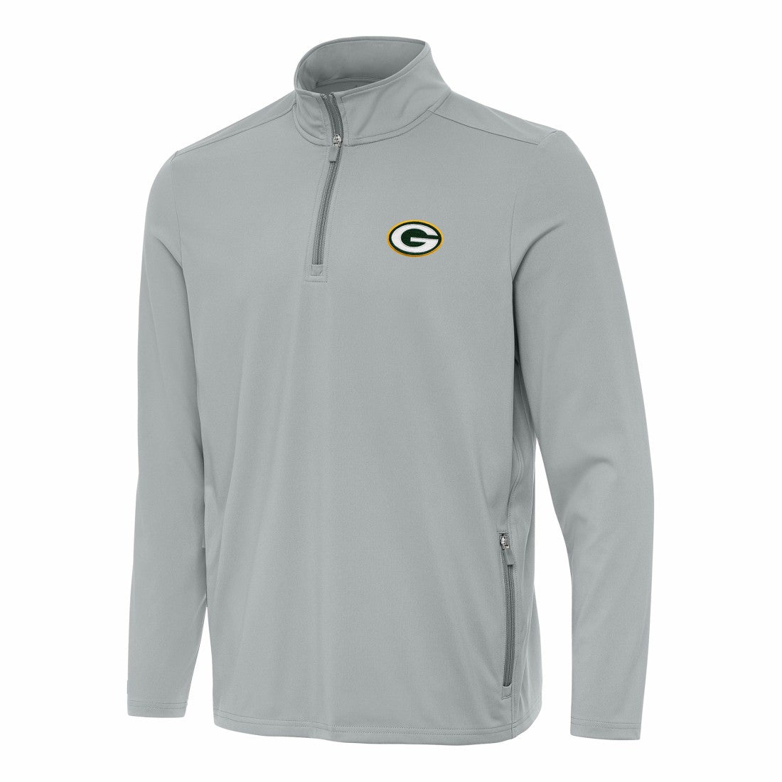 Green Bay Packers Antigua Perilous Quarter-Zip Pullover Top - Gray - NFL