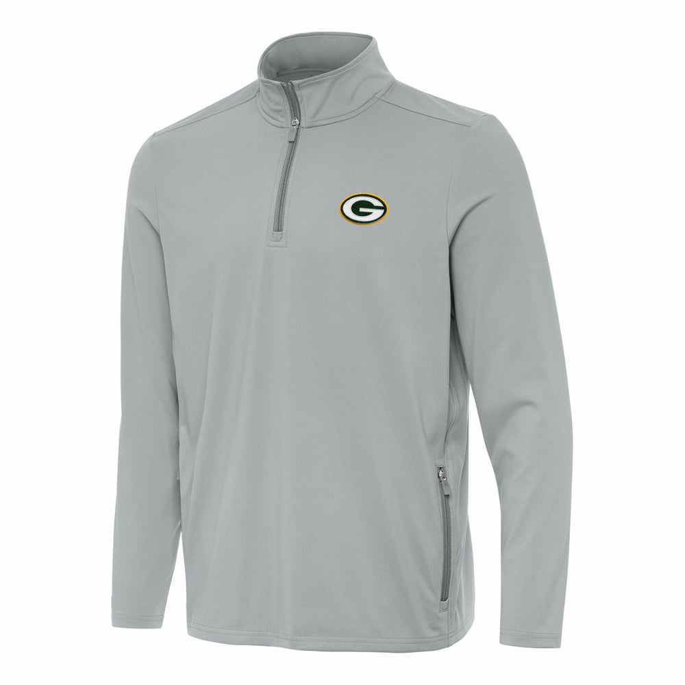 Green Bay Packers Antigua Perilous Quarter-Zip Pullover Top - Gray - NFL