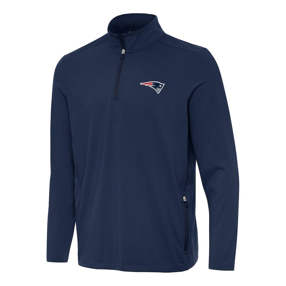 New England Patriots Antigua Perilous Quarter-Zip Pullover Top - Navy - NFL