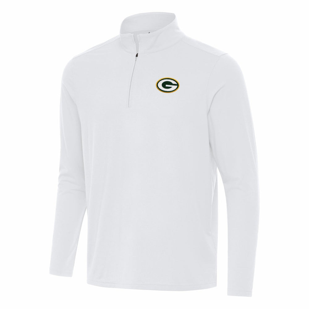 Green Bay Packers Antigua Intent Quarter-Zip Pullover Top - White - NFL