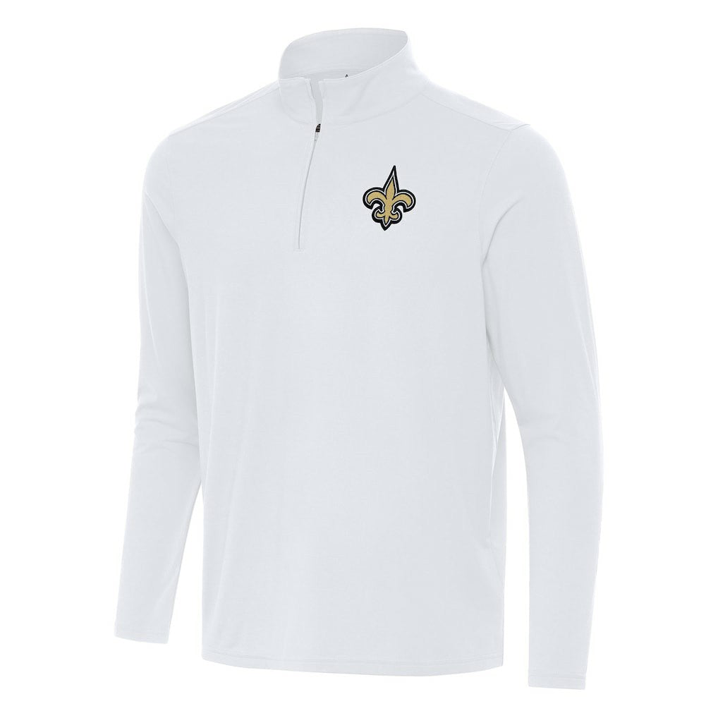 New Orleans Saints Antigua Intent Quarter-Zip Pullover Top - White - NFL